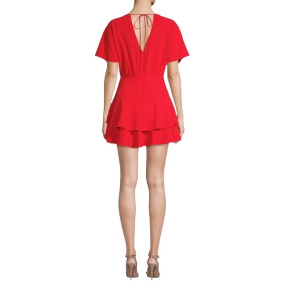 Alice + Olivia Women's Red Palmira Flounce Hem Mini Dress Size S - Picture 4 of 6